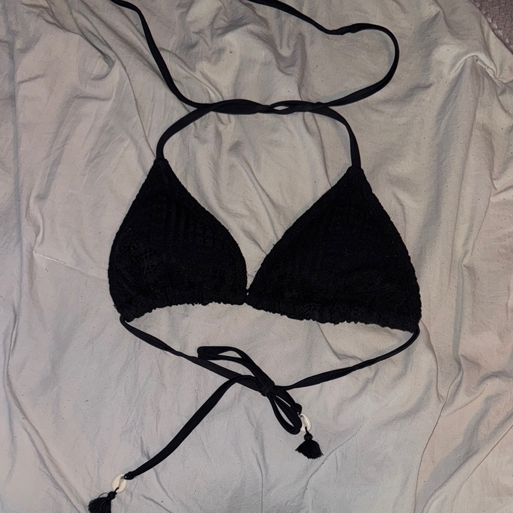 Wild Fable Black Textured Bikini Top